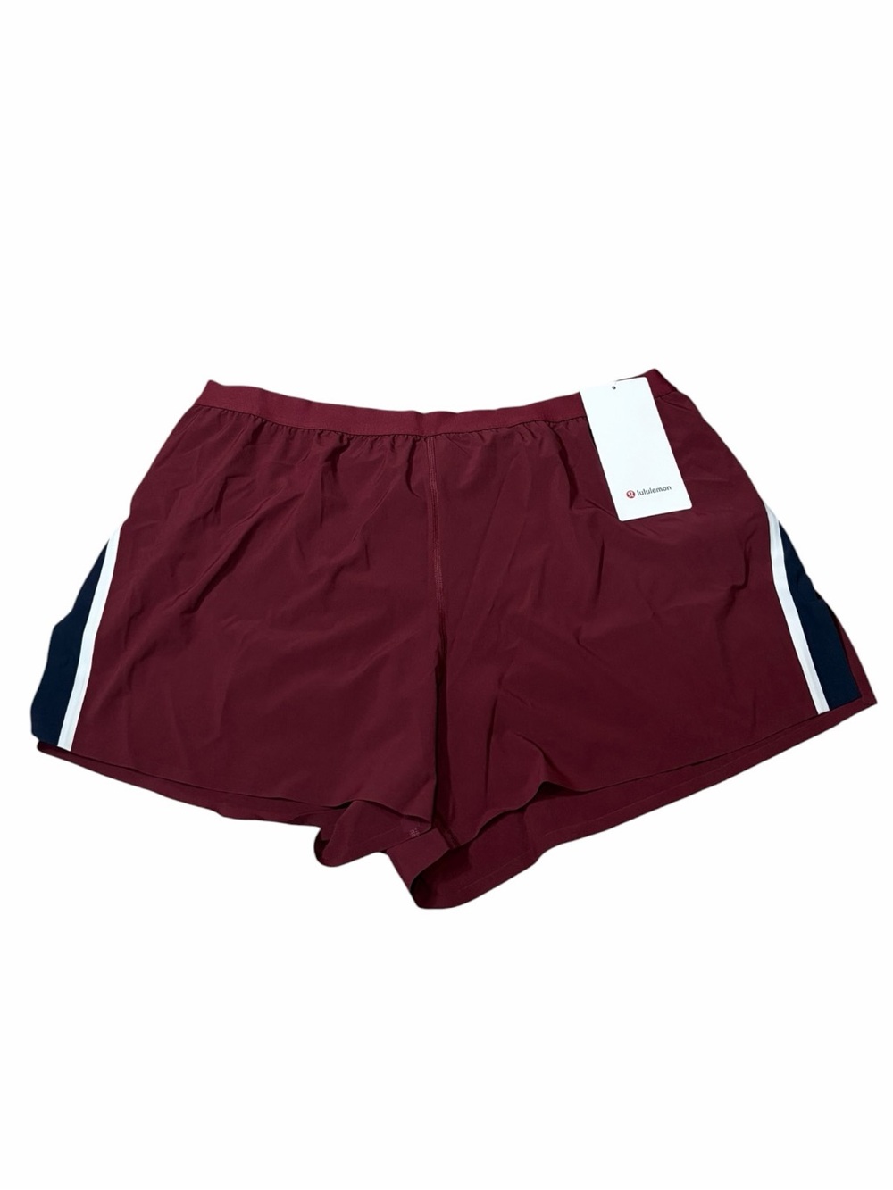 NWT Lululemon High-Rise Split Short 3” *Stripe (Burgundy Bay/True Navy/Ivory) XL